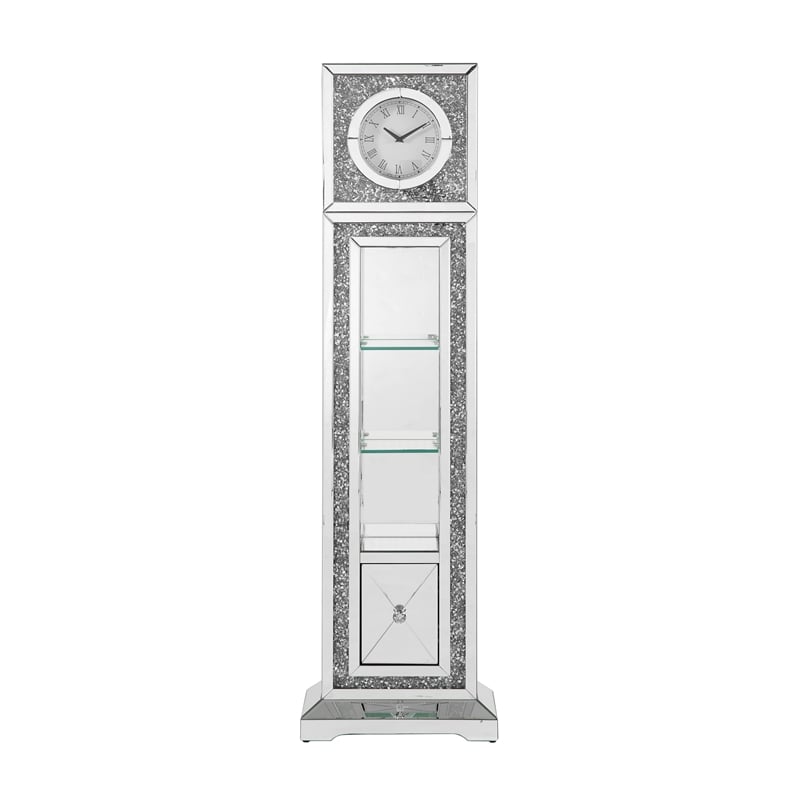 ACME Noralie Grandfather Clock in Mirrored & Faux Diamonds