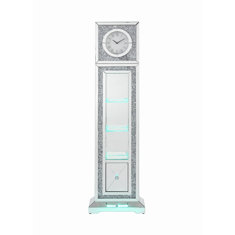 ACME Noralie Grandfather Clock in Mirrored & Faux Diamonds