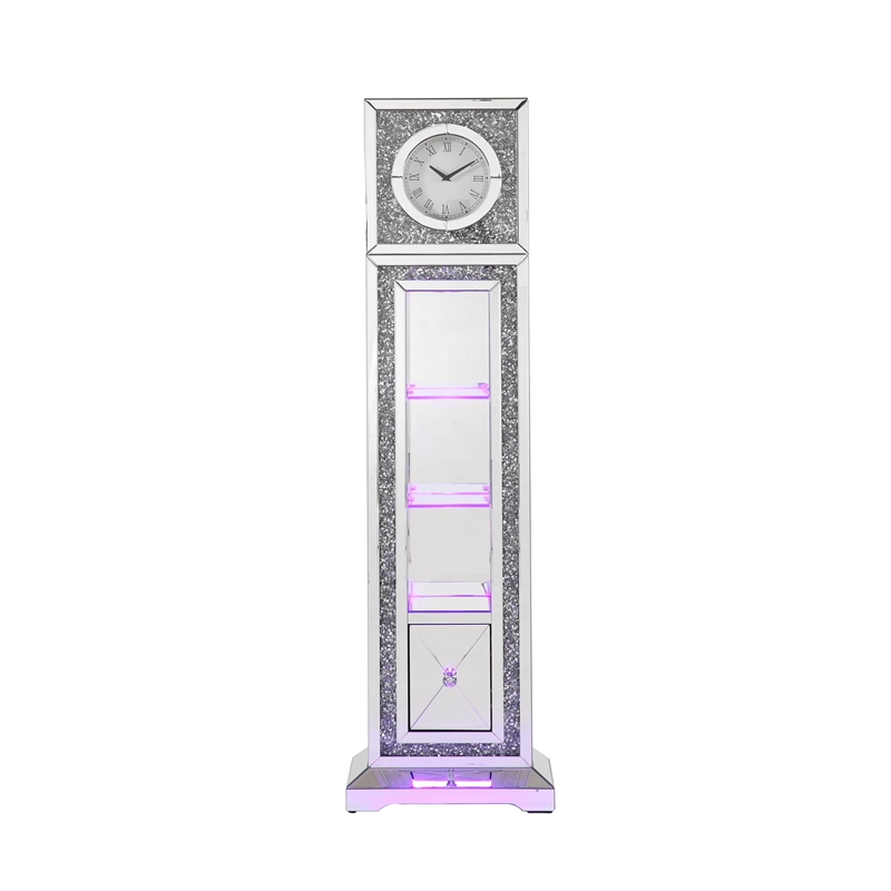 ACME Noralie Grandfather Clock in Mirrored & Faux Diamonds