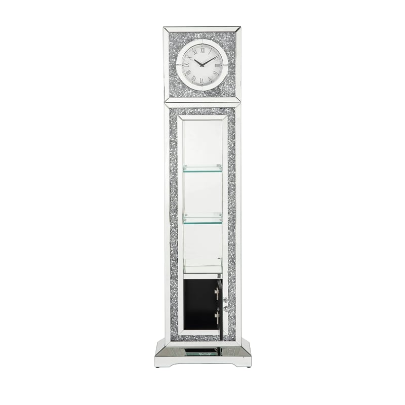 ACME Noralie Grandfather Clock in Mirrored & Faux Diamonds