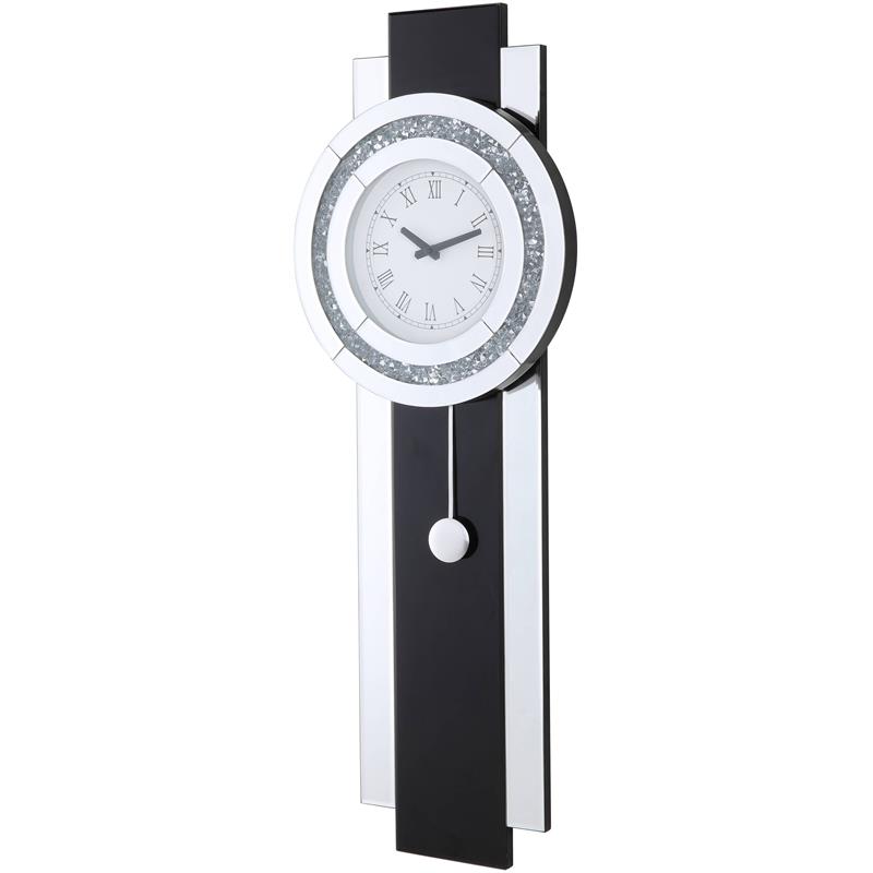 ACME Noralie Wall Clock  in Black Mirrored & Faux Diamonds