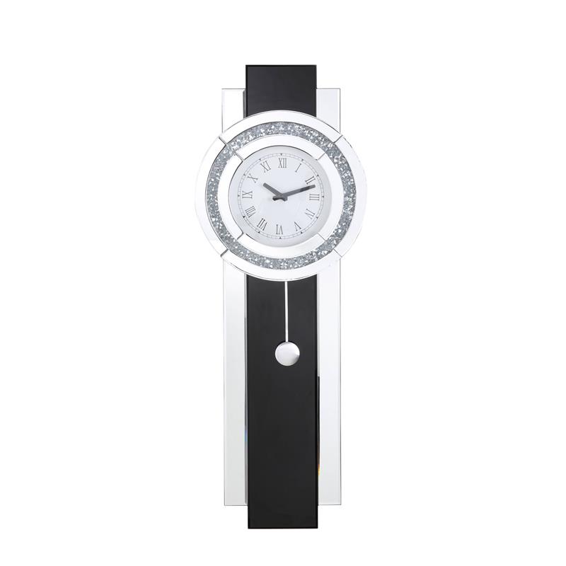 ACME Noralie Wall Clock  in Black Mirrored & Faux Diamonds