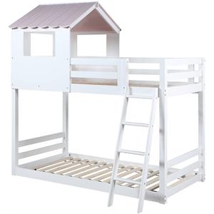 acme solenne t t bunk bed in white & pink finish