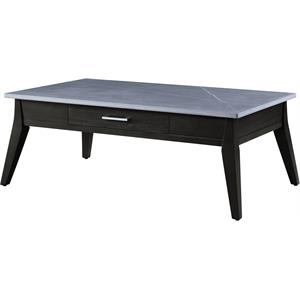 acme zemocryss coffee table in marble & dark brown finish