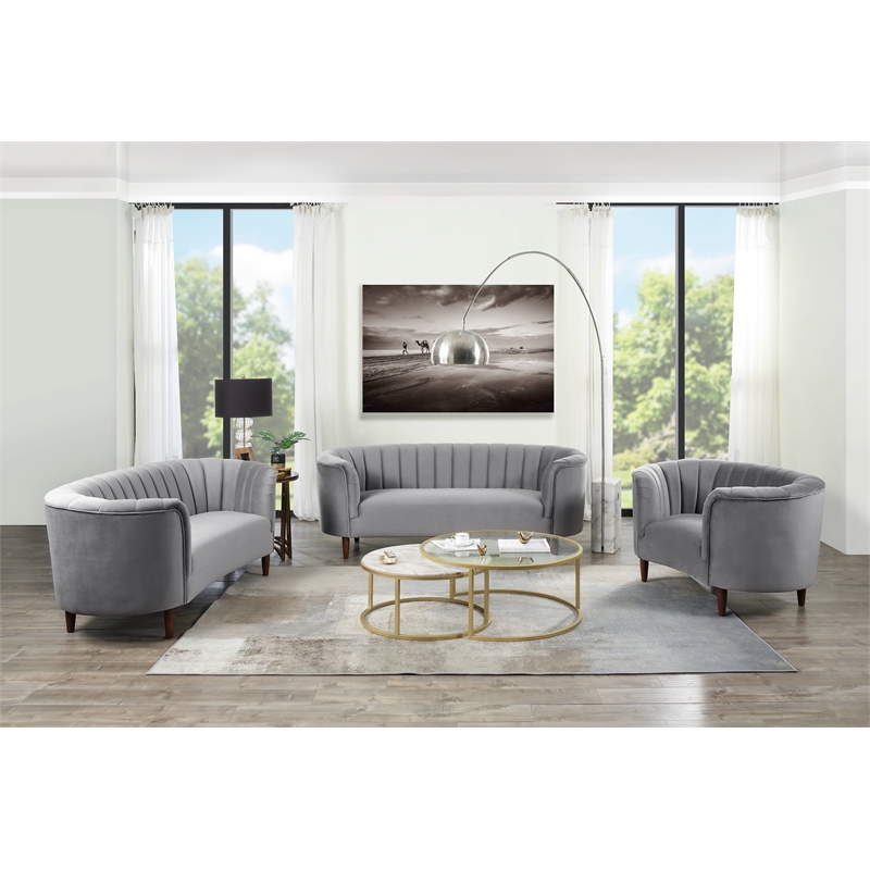 acme millephri sofa  in gray velvet