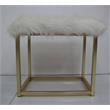 ACME Adao Vanity Mirror & Stool in Faux Fur Mirror Pink & Gold Finish