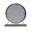ACME Adao Vanity Mirror & Stool in Faux Fur Mirror Pink & Gold Finish