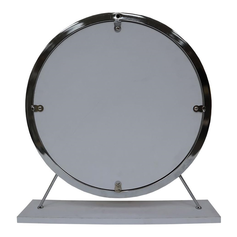 ACME Adao Vanity Mirror & Stool in Faux Fur Mirror White & Chrome Finish