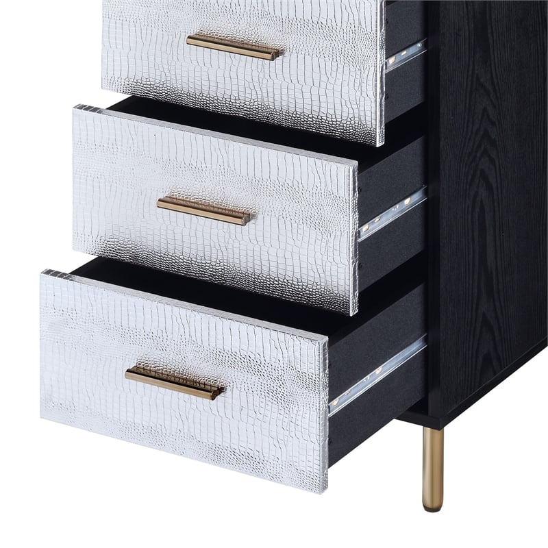 ACME Myles Jewelry Armoire in Black & Gold Finish