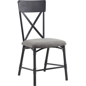 acme edina side chair in gray fabric & sandy black finish