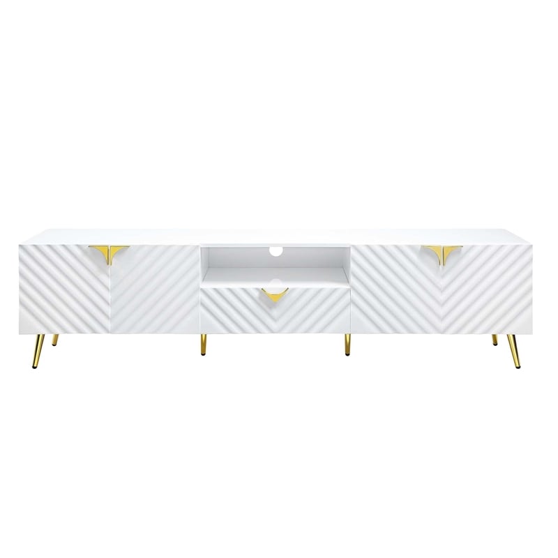 ACME Gaines TV Stand in White High Gloss Finish