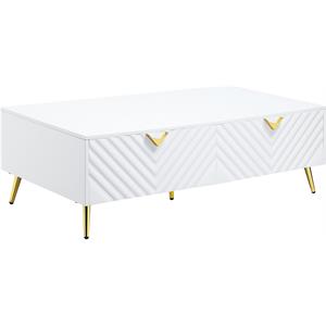 acme gaines coffee table in white high gloss finish