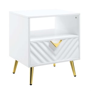 ACME Gaines End Table in White High Gloss Finish