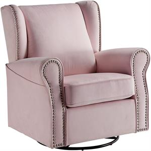 acme tamaki swivel chair with glider in pink fabric