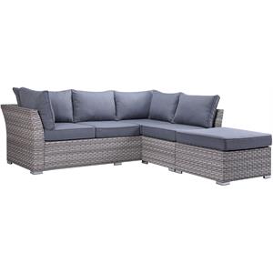 acme laurance patio sectional & cocktail table in gray fabric finish