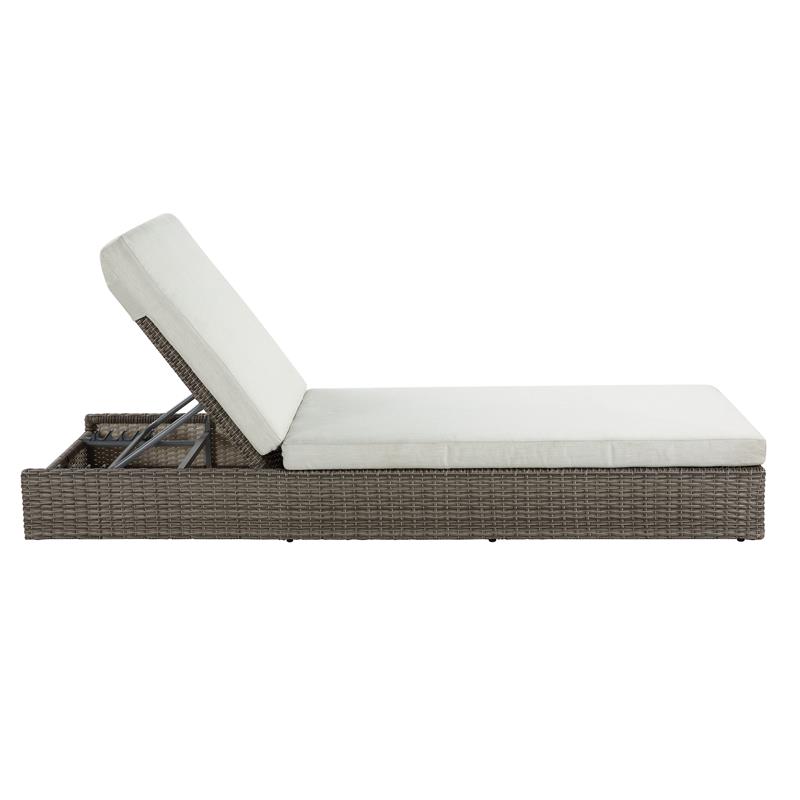 ACME Salena Patio Sun Lounge in Beige Fabric & Gray Finish