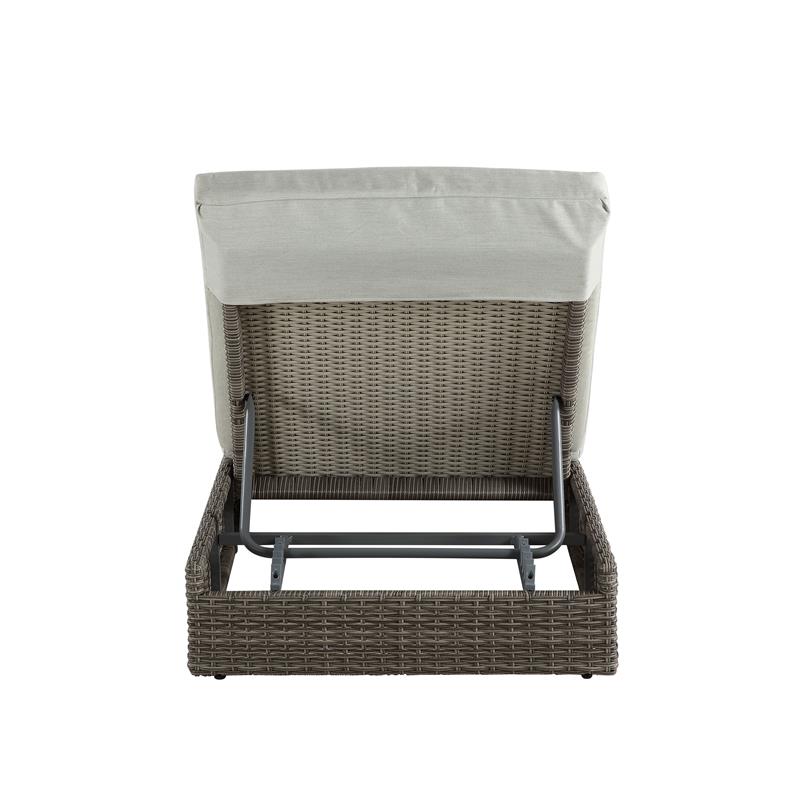 ACME Salena Patio Sun Lounge in Beige Fabric & Gray Finish