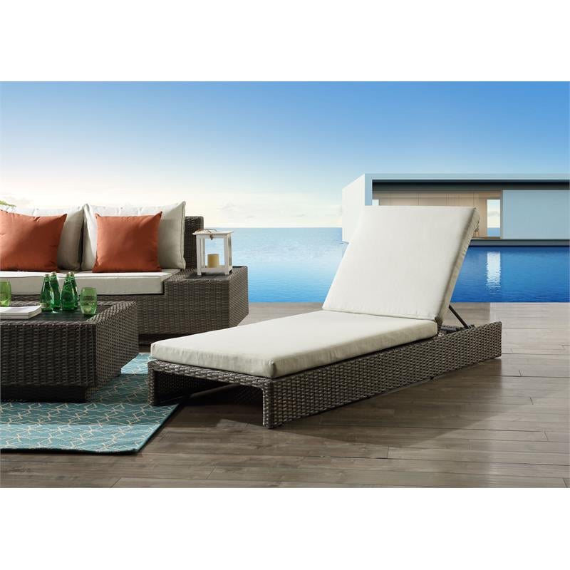 ACME Salena Patio Sun Lounge in Beige Fabric & Gray Finish