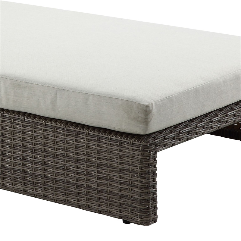 ACME Salena Patio Sun Lounge in Beige Fabric & Gray Finish