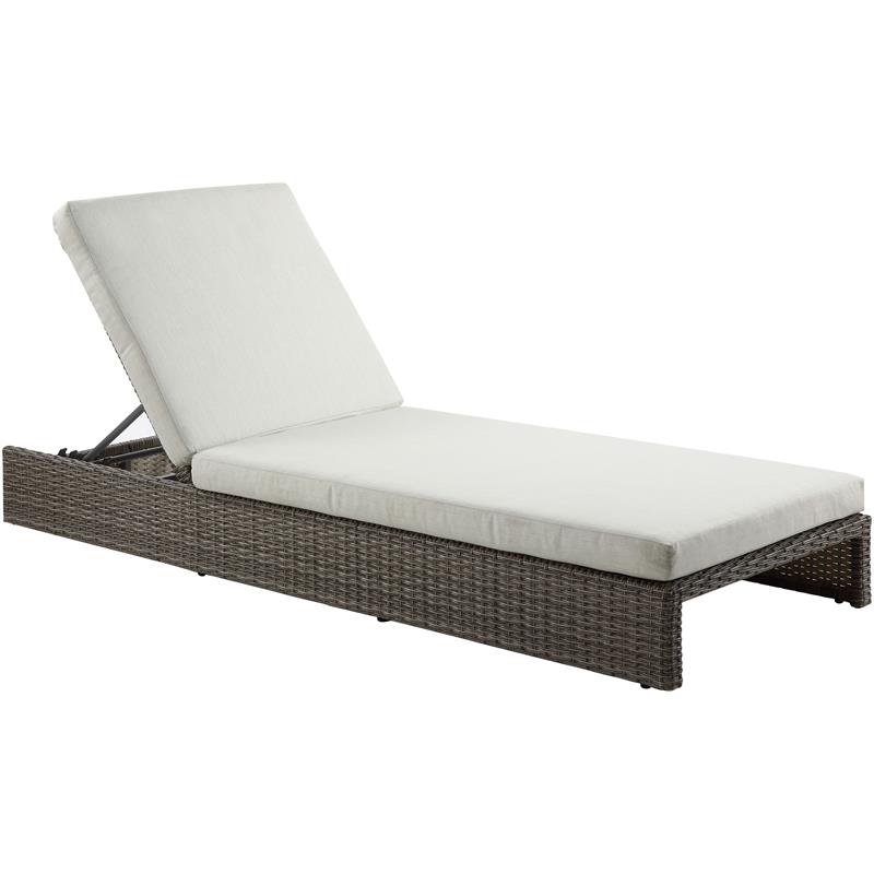 ACME Salena Patio Sun Lounge in Beige Fabric & Gray Finish