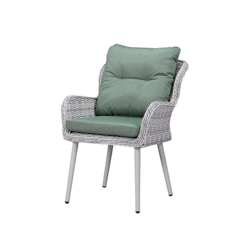 ACME Jenneva 7Pc Patio Dining Set in Night Green Fabric & Gray Finish