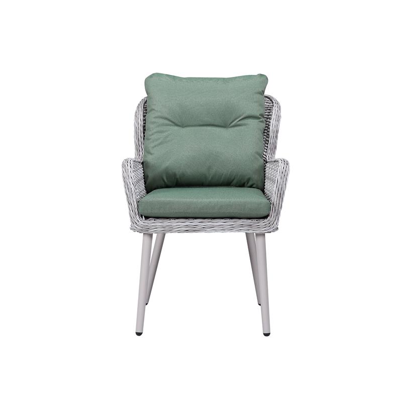 ACME Jenneva 7Pc Patio Dining Set in Night Green Fabric & Gray Finish