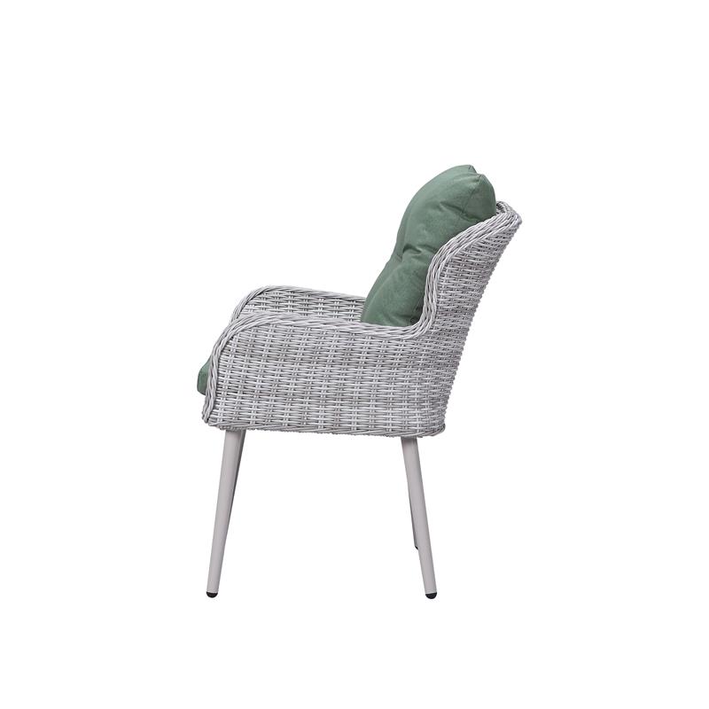 ACME Jenneva 7Pc Patio Dining Set in Night Green Fabric & Gray Finish
