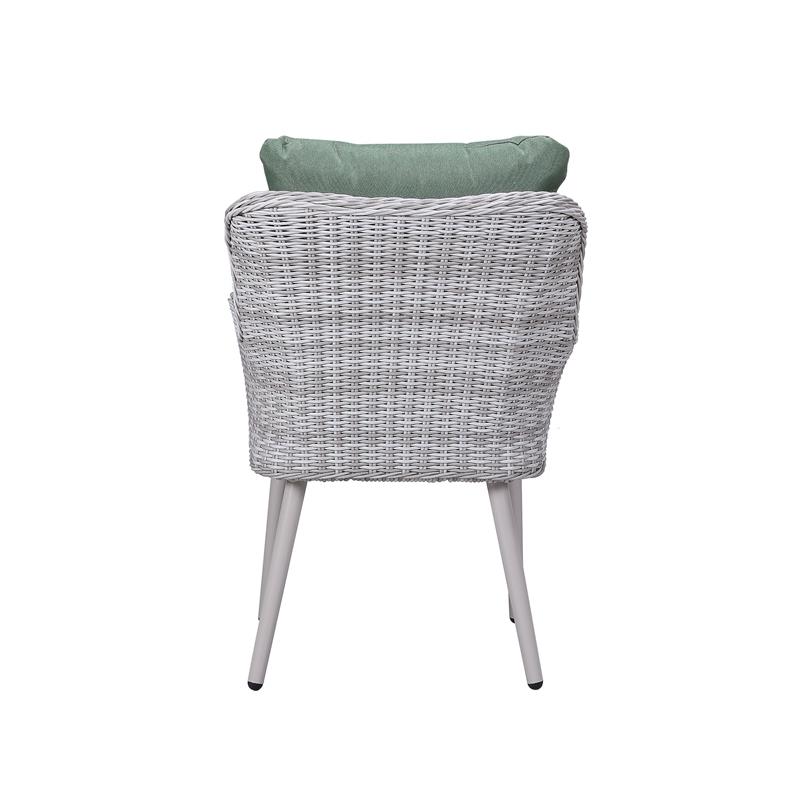 ACME Jenneva 7Pc Patio Dining Set in Night Green Fabric & Gray Finish