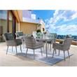 ACME Jenneva 7Pc Patio Dining Set in Night Green Fabric & Gray Finish