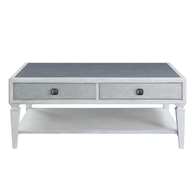 ACME Katia Coffee Table in Rustic Gray & Weathered White Finish