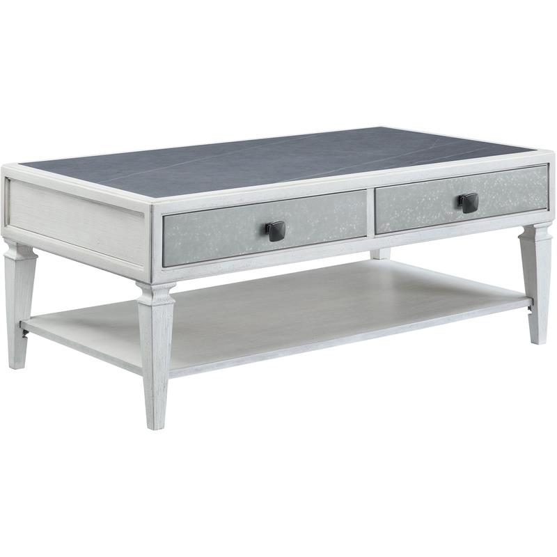 ACME Katia Coffee Table in Rustic Gray & Weathered White Finish