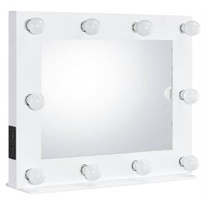 acme avery rectangle wooden frame accent mirror with lighting in white