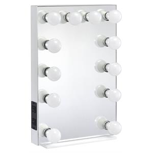 acme asa l rectangle wooden frame accent mirror with lighting in white