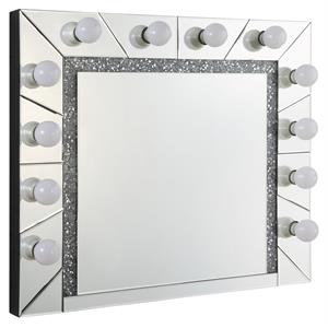 acme noralie rectangle glass wall decor in mirrored and faux diamonds inlay
