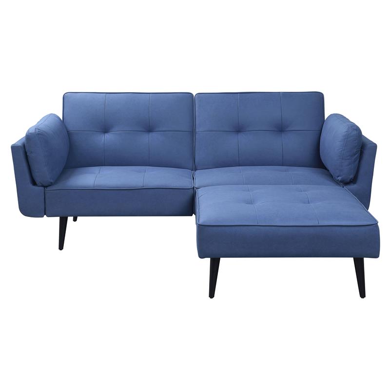 ACME Furniture Nafisa Fabric Upholstered Adjustable Sofa with Ottoman in Blue