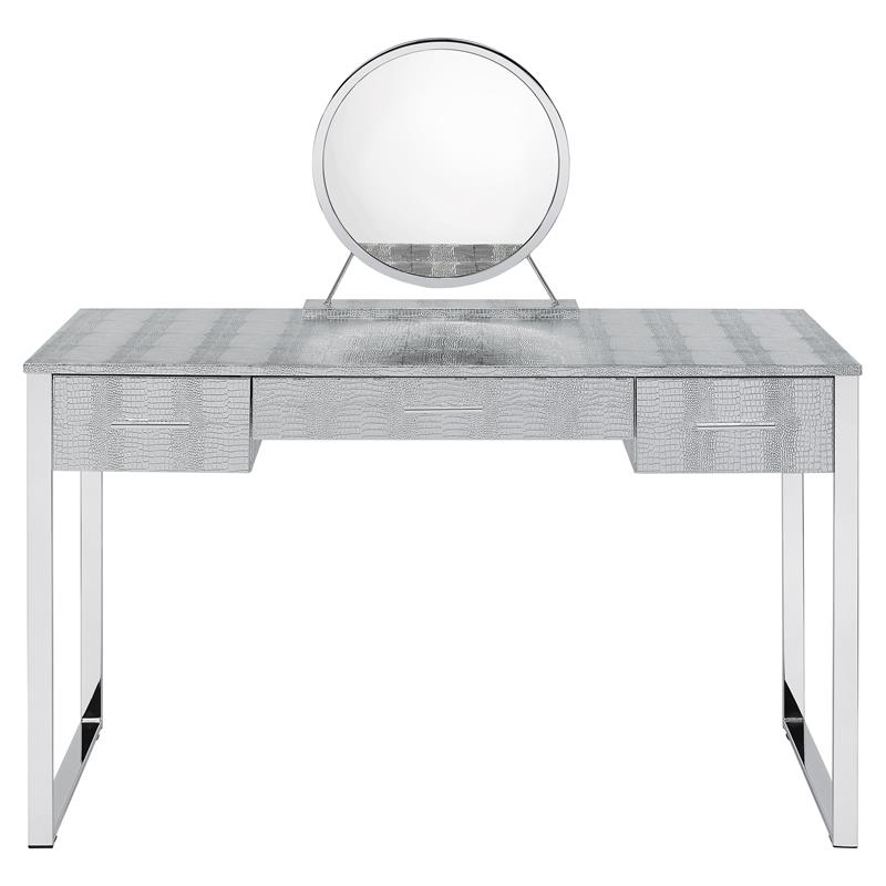 ACME Myles Vanity Set with USB Port in Antique White and Chrome Metal