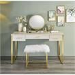 ACME Myles Vanity Set with USB Port in Antique White and Champagne Metal
