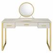 ACME Myles Vanity Set with USB Port in Antique White and Champagne Metal