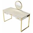 ACME Myles Vanity Set with USB Port in Antique White and Champagne Metal