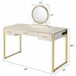 ACME Myles Vanity Set with USB Port in Antique White and Champagne Metal