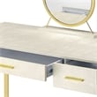 ACME Myles Vanity Set with USB Port in Antique White and Champagne Metal