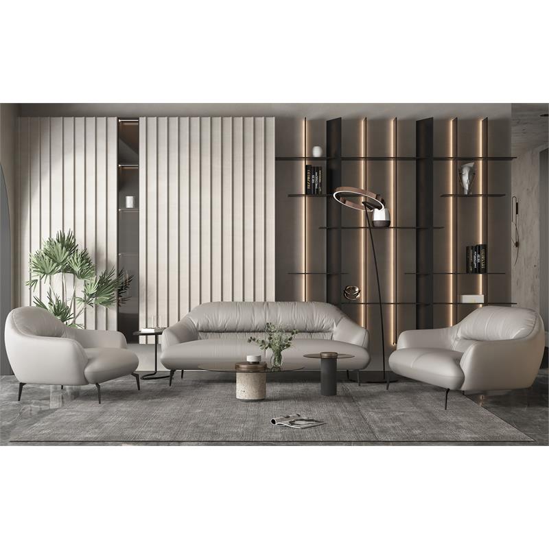 ACME Leonia Upholstery Sofa with Sloped Arms in Taupe Leather