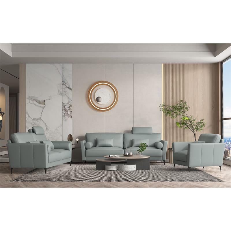 ACME Tussio Upholstery Arm Chair with Pillow in Watery Leather