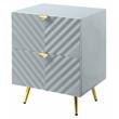 ACME Gaines Wooden Nightstand with 2-Drawer in Gray High Gloss
