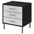 ACME Myles Wooden Storage Nightstand in Black and Silver and Gold