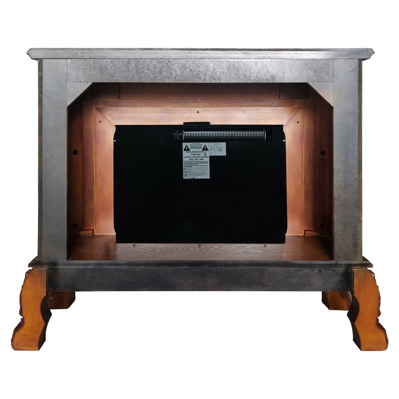ACME Dresden Floral Molding Wooden Frame Grand Fireplace in Cherry Oak