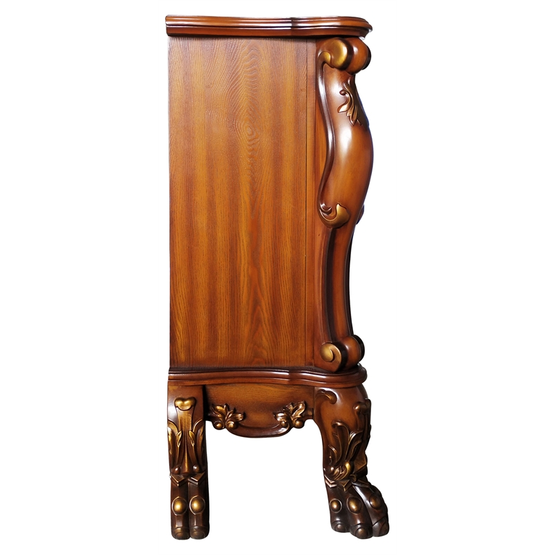 ACME Dresden Floral Molding Wooden Frame Grand Fireplace in Cherry Oak