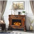 ACME Dresden Floral Molding Wooden Frame Grand Fireplace in Cherry Oak