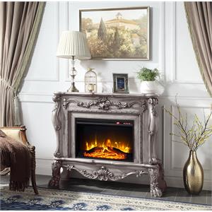acme dresden floral molding wooden frame fireplace in vintage bone white