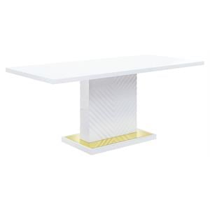 ACME Gaines Wooden Rectangular Top Dining Table in White High Gloss